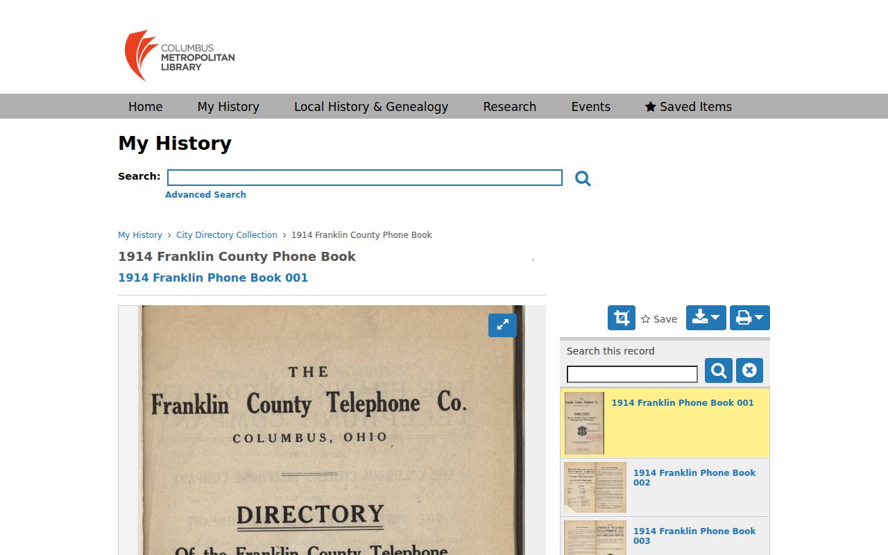 Pickerington city directory source, the digitized 1914 Franklin County phone book