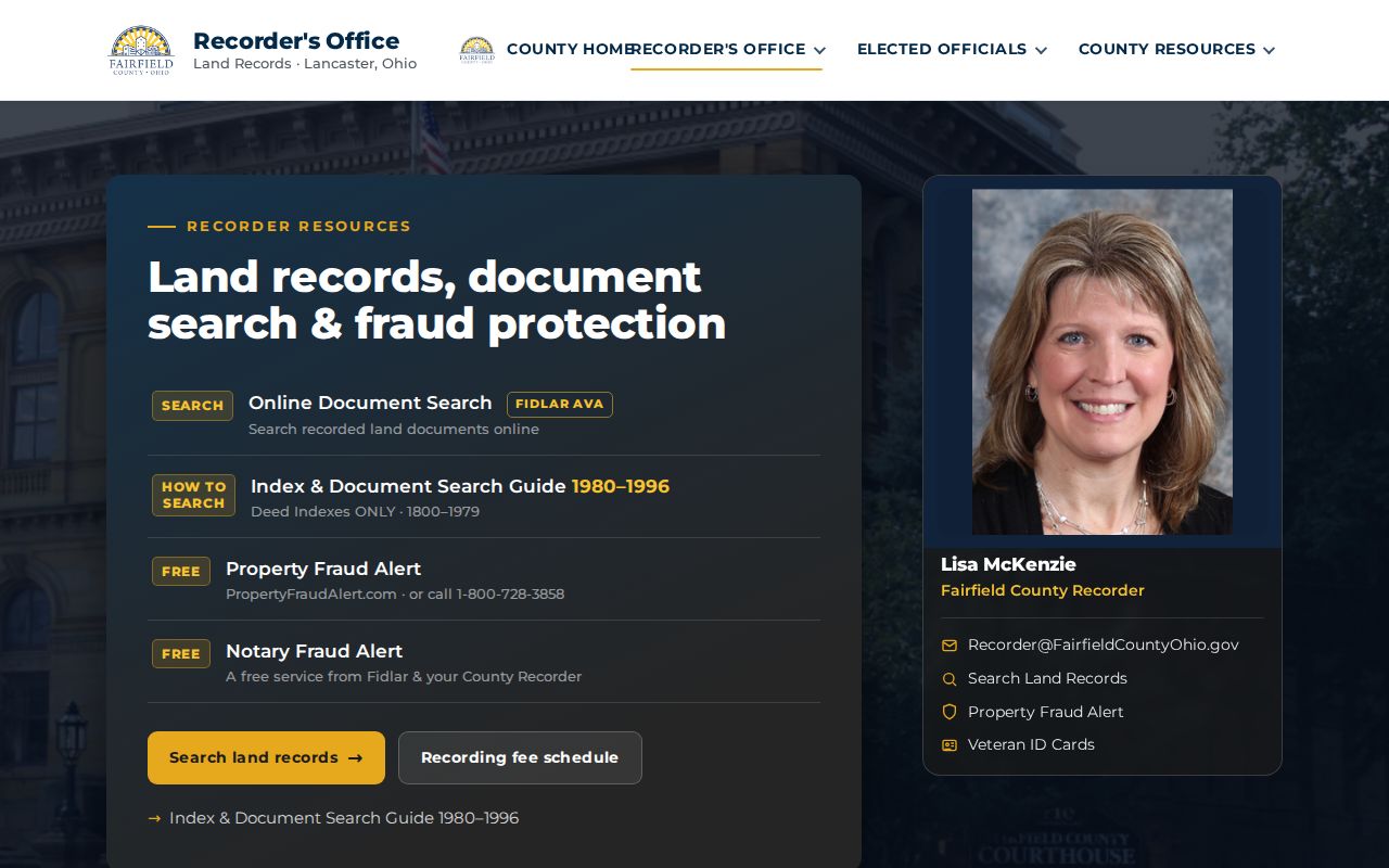 Pickerington previous residents Fairfield Recorder records access